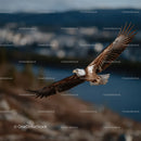Majestic Bald Eagle Soaring with Outstretched Wings in Natural Environment