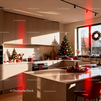 Modern Kitchen Decorated for Cozy Christmas Celebration