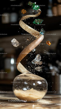 Elegant Sparkling Ribbon Swirling With Colorful Gemstones in Motion