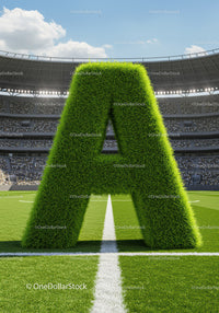 Grass Covered Letter A On Football Field Center Line