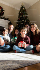 Happy Family Celebrating Christmas with Gifts at Home