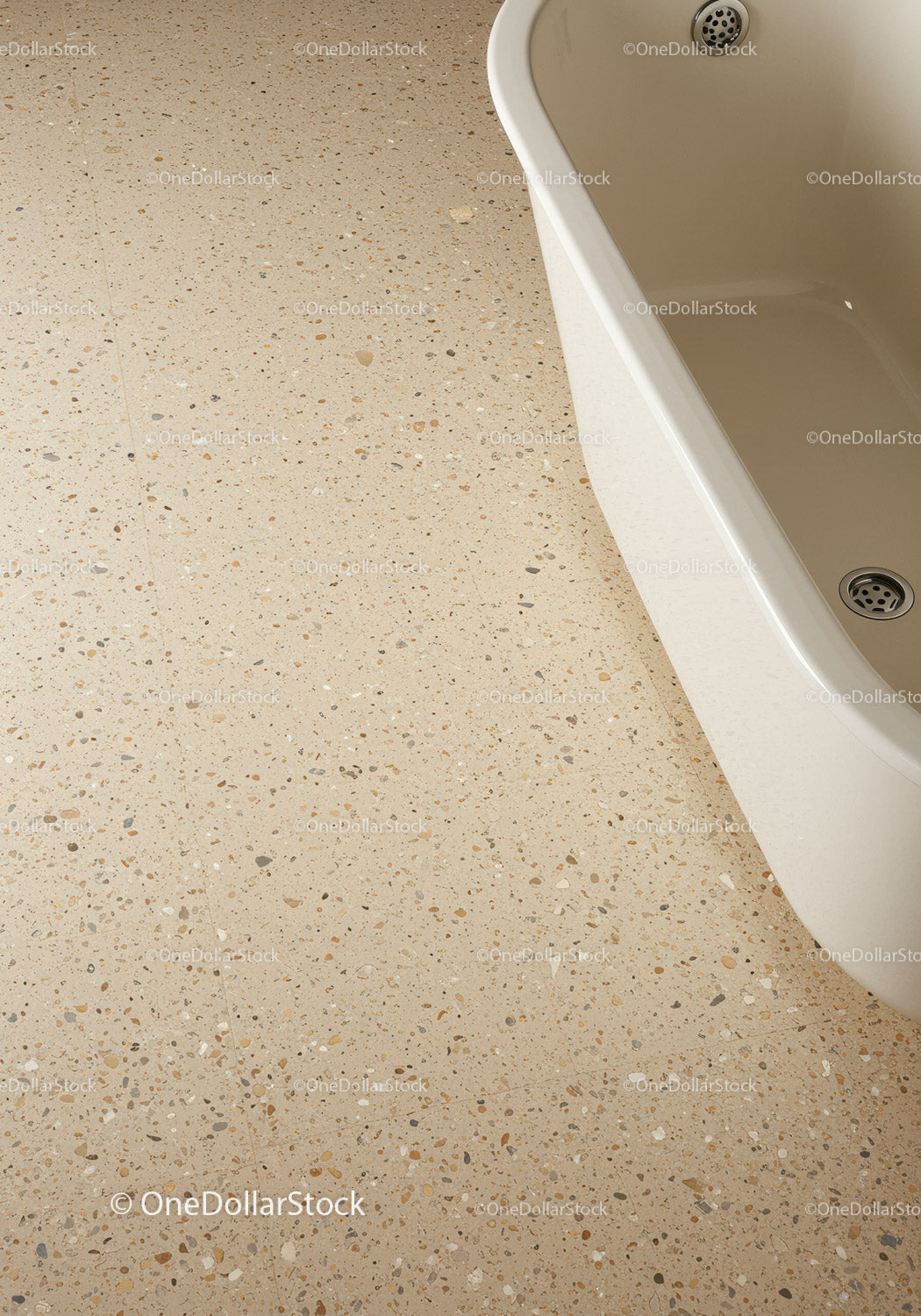 Beige Terrazzo Floor with Modern Sink in Contemporary Home Interior
