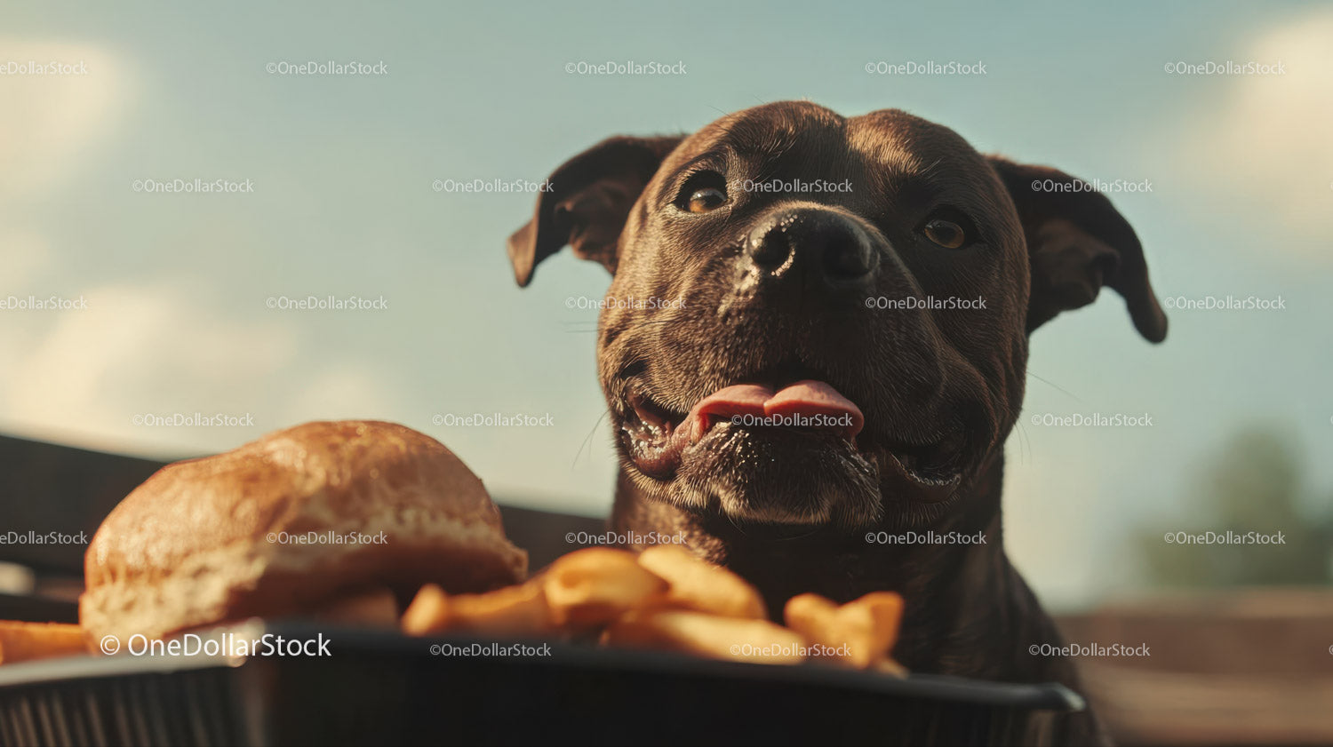Adorable Brown and Black Dog Enjoying Food Outdoors