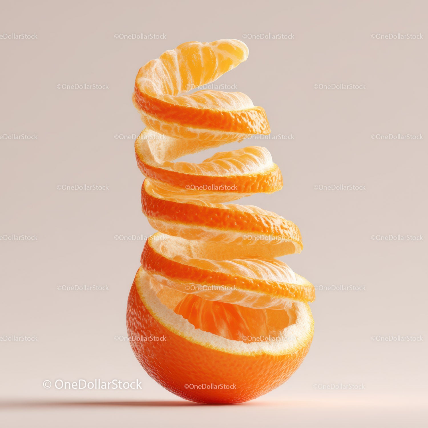 Fresh Sliced Orange Segments on Neutral Background
