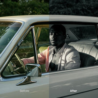 Before and after BW Racecars LUT Pack effect