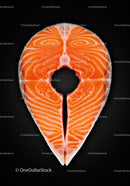 Fresh Salmon Steak Displayed on Black Surface