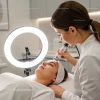 Woman Undergoing Laser Skin Rejuvenation Treatment in Modern Clinic
