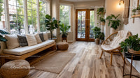 Bright Living Room with Large Windows and Indoor Greenery