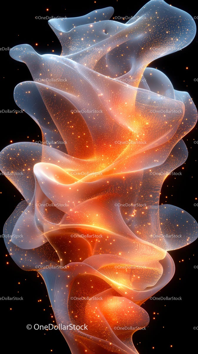 Dynamic Abstract Digital Art with Glowing Particles and Luminous Flow
