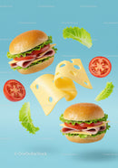 Fresh Ham and Cheese Sandwiches with Lettuce and Tomato