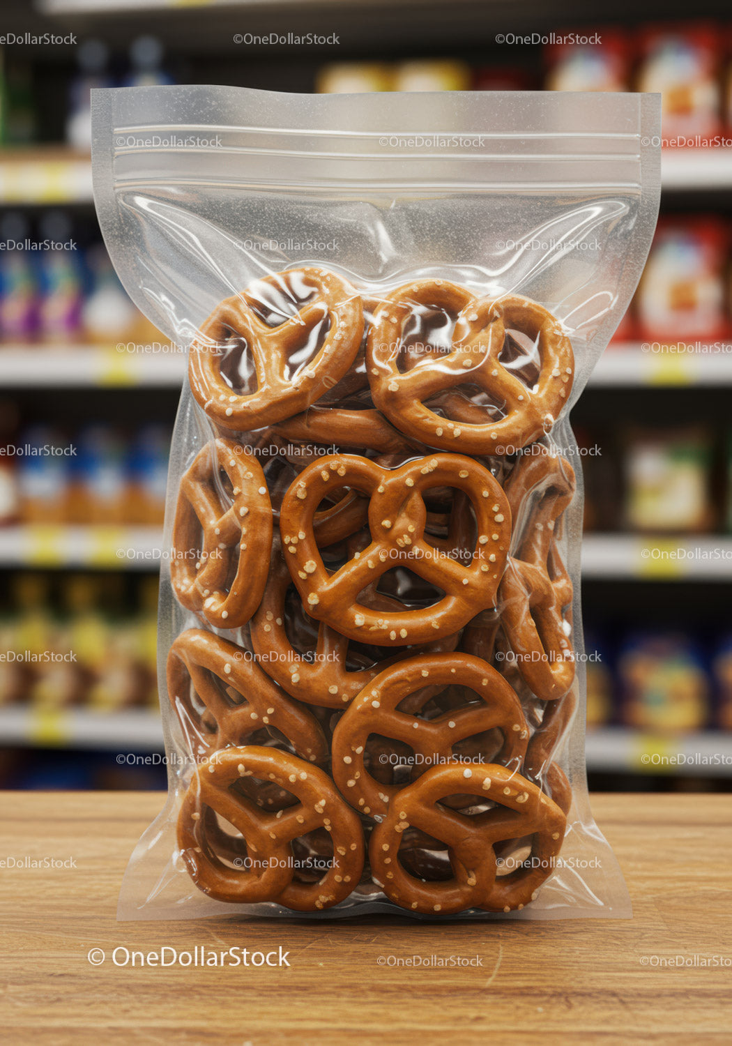 Salted Pretzels in Clear Resealable Plastic Bag