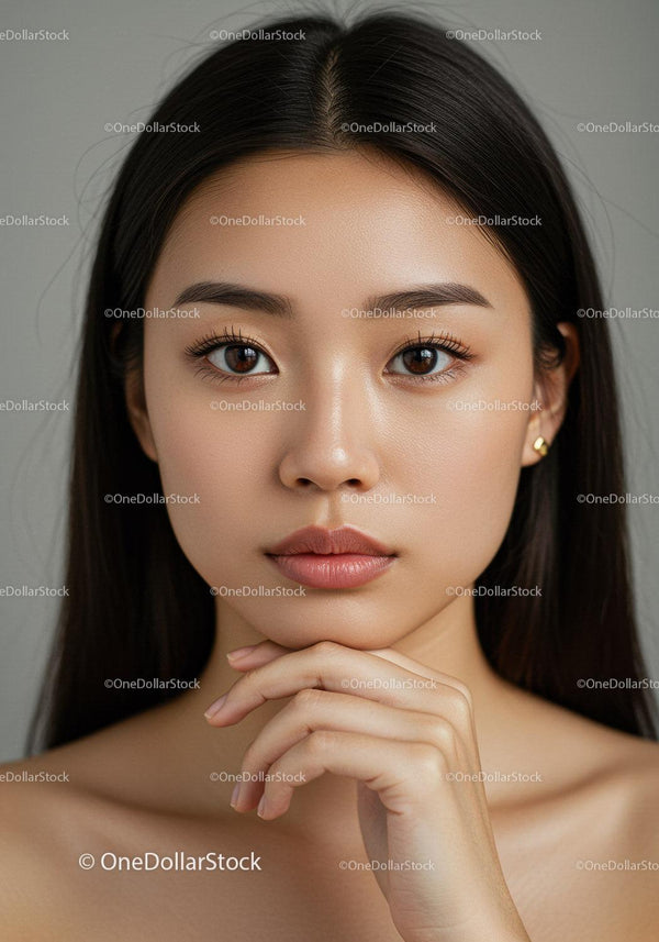 Elegant Female Portrait with Brown Eyes and Natural Makeup