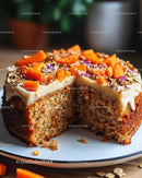 Moist Carrot Cake with Cream Cheese Frosting and Walnut Topping