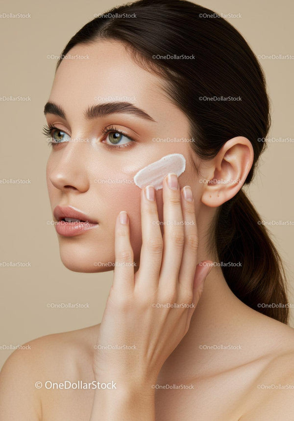 Close-up of Young Woman Applying Face Cream for Skincare Routine