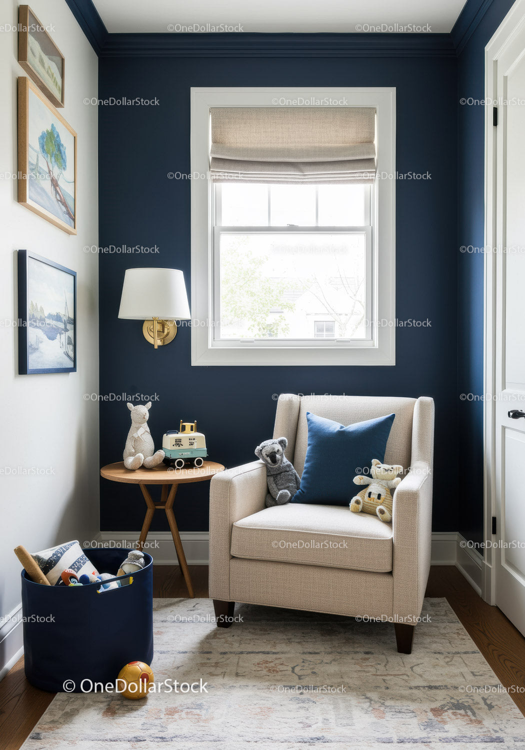 Cozy Nursery with Armchair and Plush Toys in Stylish Home Interior