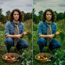 Before and after Gardens LUT Pack effect