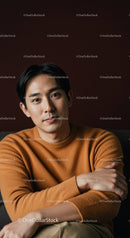 Fashionable Young Man Portrait with Confident Expression in Indoor Setting