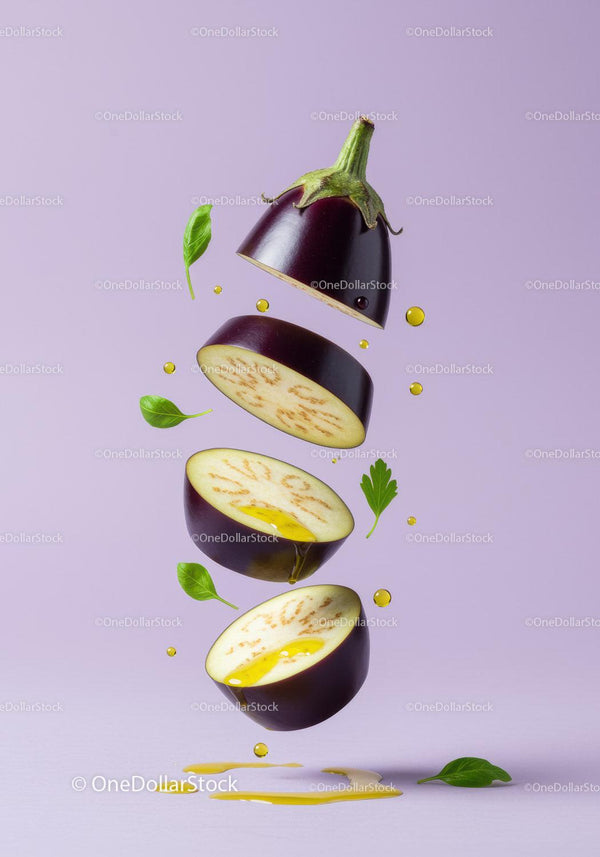 Floating Sliced Eggplant with Olive Oil and Herbs