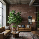 Modern Industrial Living Room with Leather Couches and Green Plant