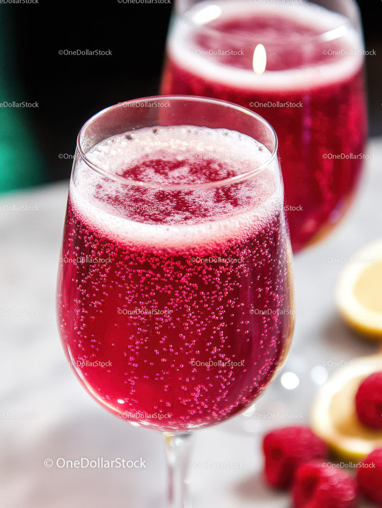Vibrant Raspberry Sparkling Beverage in Elegant Glasses