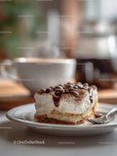 Chocolate Coffee Cake with Cream and Chocolate Toppings