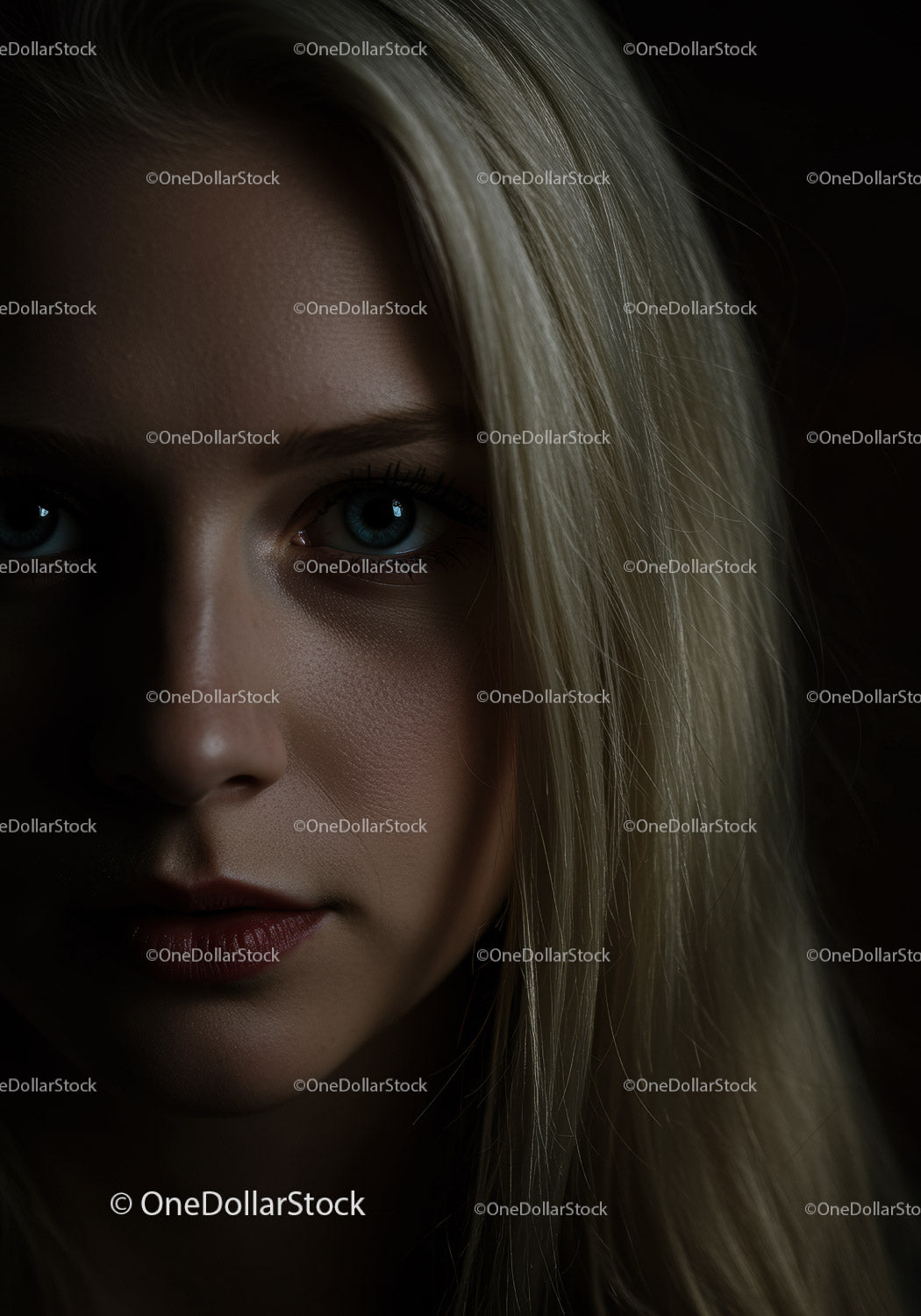Close up portrait of thoughtful blonde young woman