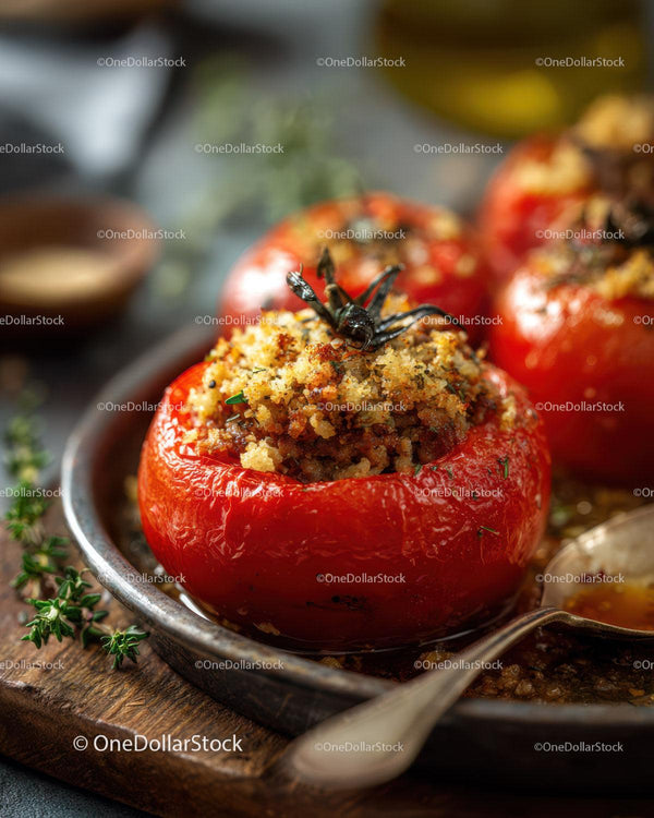 Stuffed Baked Tomato with Savory Filling and Fresh Herbs