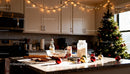 Cozy kitchen with Christmas baking preparations and decorations