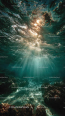 Enchanting Underwater Scene with Sunlight and Bubbles