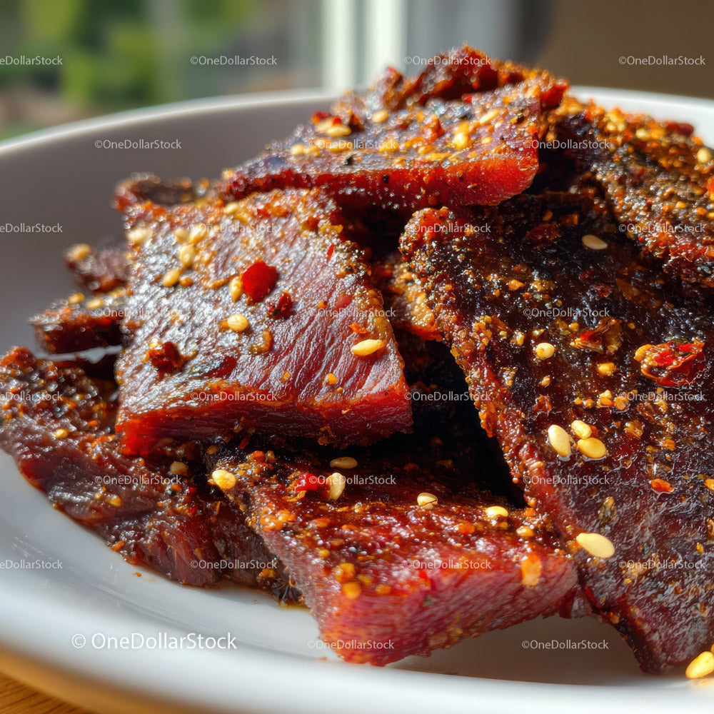 Close-Up of Glazed Barbecue Ribs with Sesame Seeds