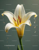Close-up of White Lily Flower with Droplets on Petals