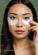 Young Woman Applying Eye Patches in Skincare Routine