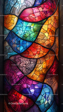 Colorful Abstract Stained Glass Window with Vibrant Light Effects