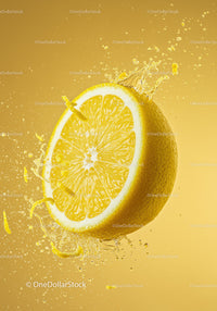 Fresh Lemon Slice Splashing in Vibrant Yellow Liquid
