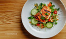 Grilled Chicken with Fresh Cucumber and Colorful Vegetable Salad