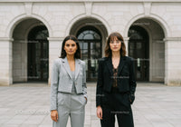 Stylish Business Women Standing Outdoors in Urban Environment