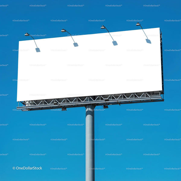 Blank billboard against clear blue sky background JPG Mockup Image