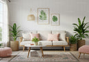 Bright cozy living room with natural decor and plants