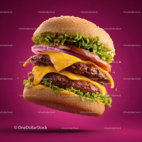 Gourmet Cheeseburger with Lettuce Tomato and Cheddar Cheese