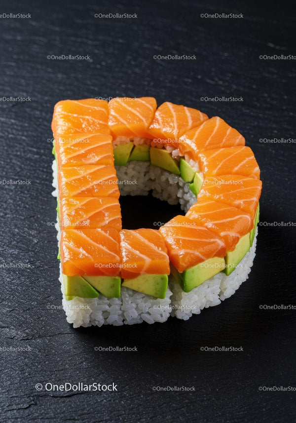 Łosoś i Awokado Sushi Zawinięte w Ryż na Czarnym Łupku