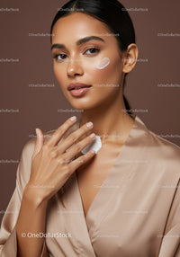 Elegant Woman Applying Skincare Moisturizer in Beauty Routine