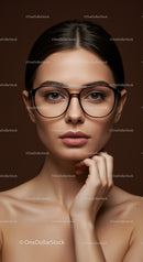 Elegant Woman Wearing Trendy Glasses with Confident Expression