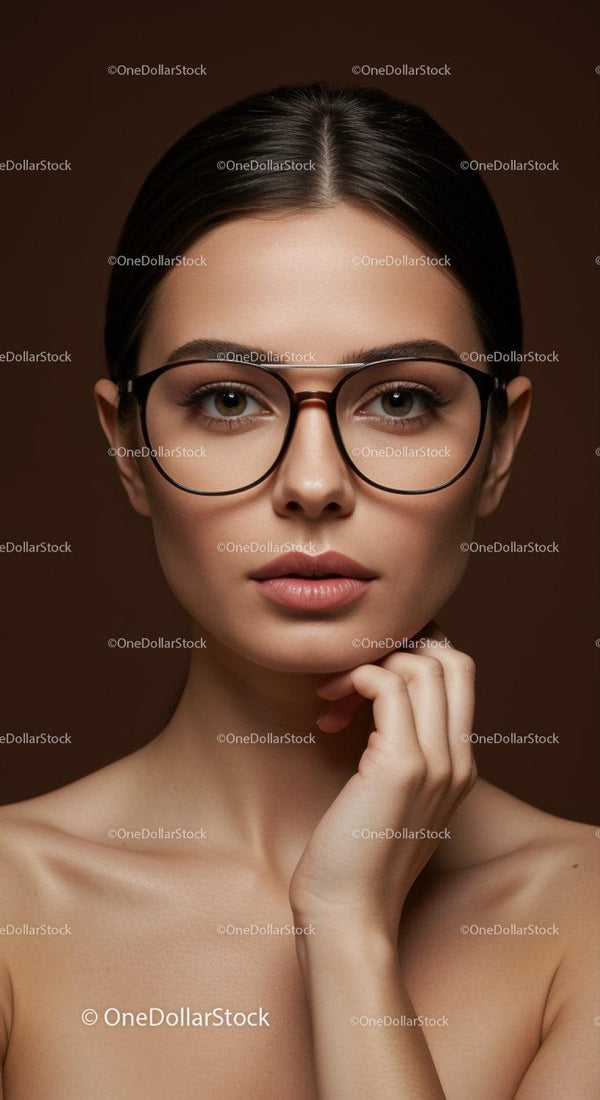 Elegant Woman Wearing Trendy Glasses with Confident Expression
