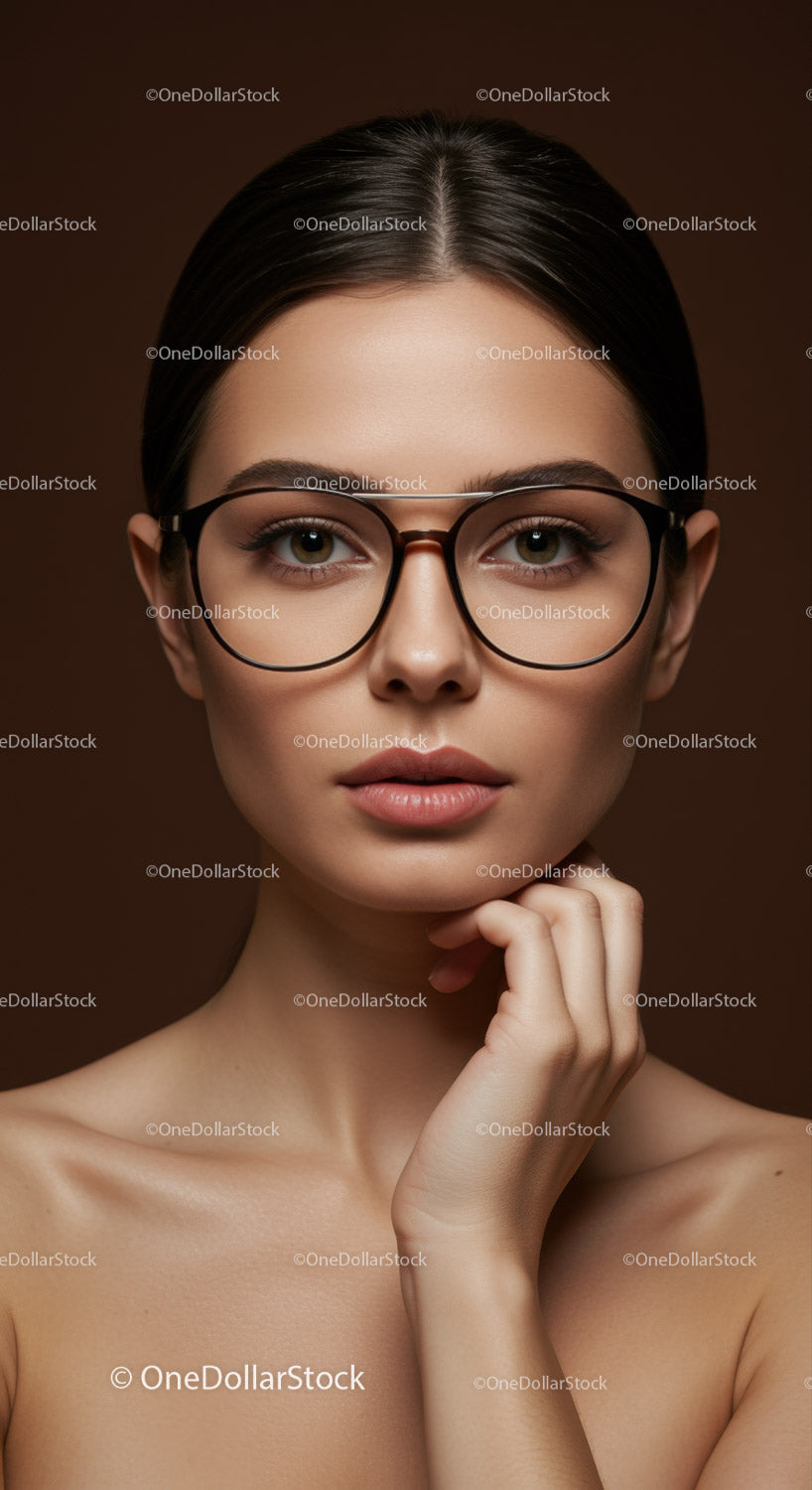 Elegant Woman Wearing Trendy Glasses with Confident Expression