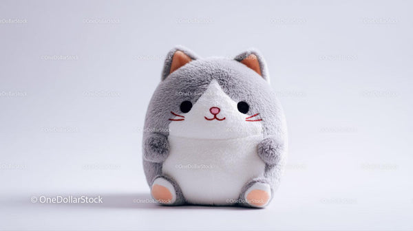 Gray And White Plush Cat Toy