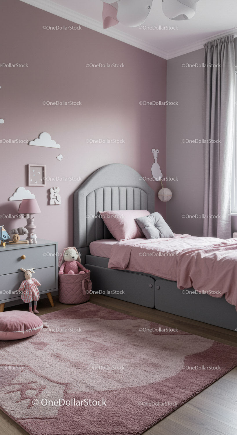 Cute Pink Bedroom with Toys and Cozy Decor for Kids Nursery