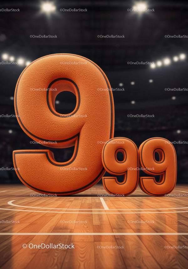 Basketball textured 9.99 price on court floor