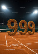 Large Woven 999 Numbers on Night Tennis Court