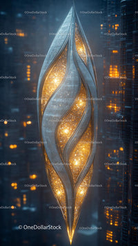 Futuristic Illuminated Skyscraper with Modern Architectural Design in City