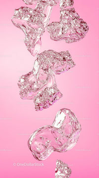 Melted Ice Cubes on Pink Background for Refreshing Design